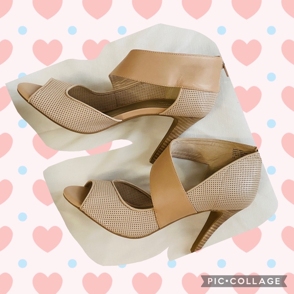 Seychelles shoes, Open Toe, Perforated, Zipper back, Tan, size 10, New, No Box